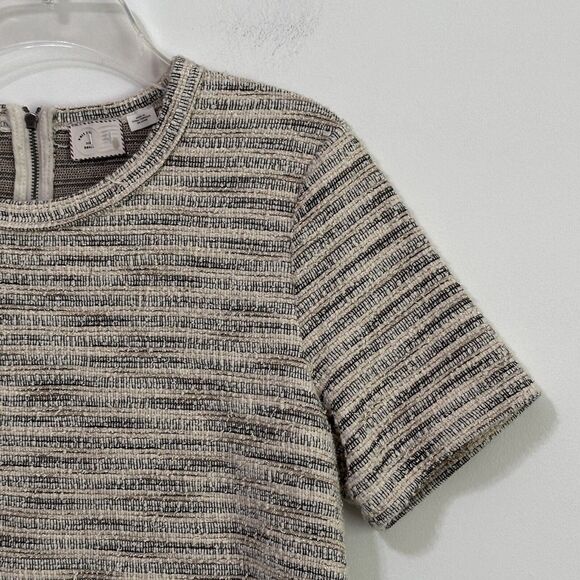 Postmark Anthropologie Boucle Tweed Top Tee S Short Sleeve Zipper Casual Boho - Picture 2 of 9